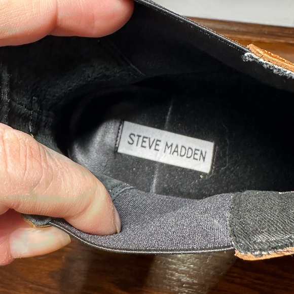 Steve Madden Revised Cognac Leather Platform Heeled Chelsea Boots Size 9 - Picture 10 of 12